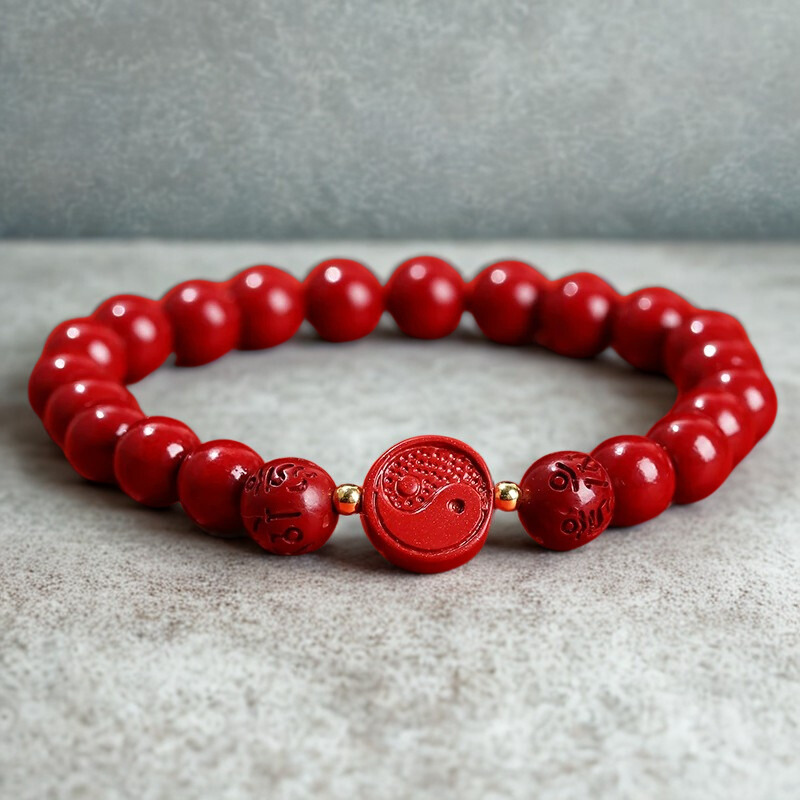 Bracelets en Cinabre Pixiu et Tai-Chi "Richesse et chance"
