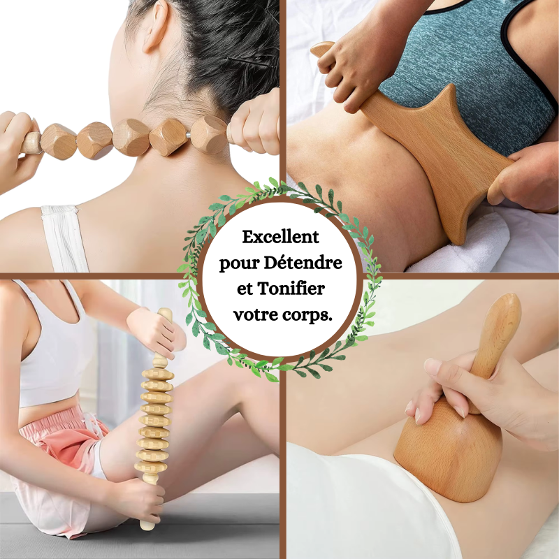 Kit de Maderothérapie en Bois – Anti-Cellulite & Relaxation Profonde