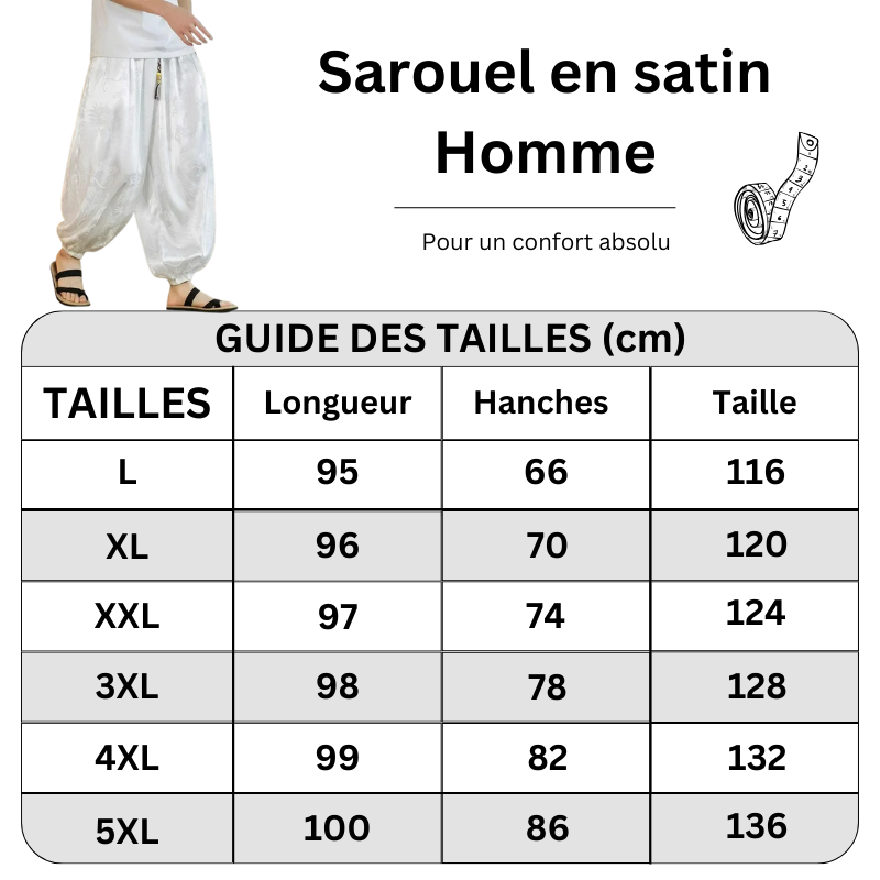 Sarouel Satin Blanc Homme