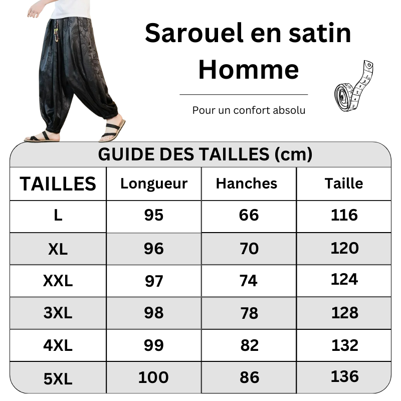 Sarouel Satin Noir Homme
