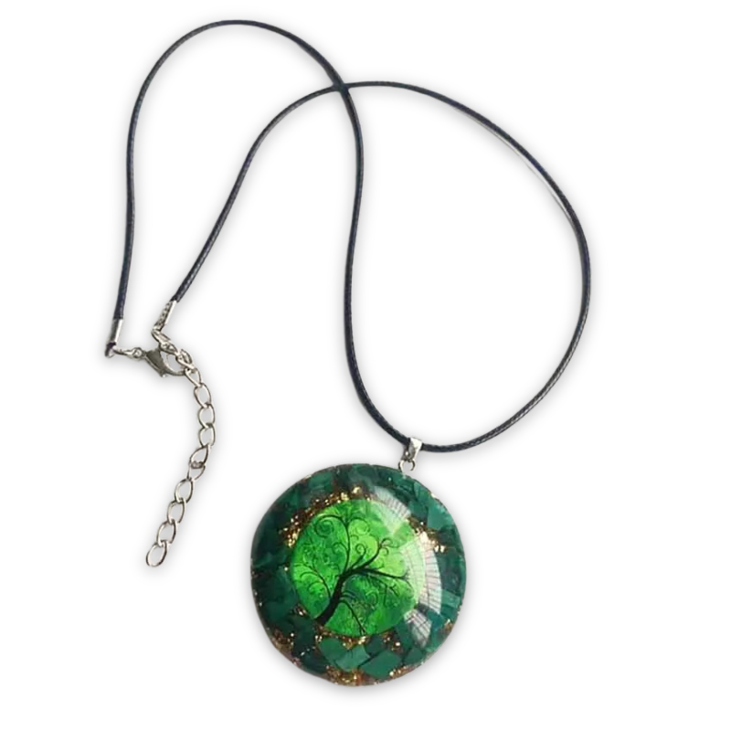 Pendentif Orgonite en Malachite et arbre de vie