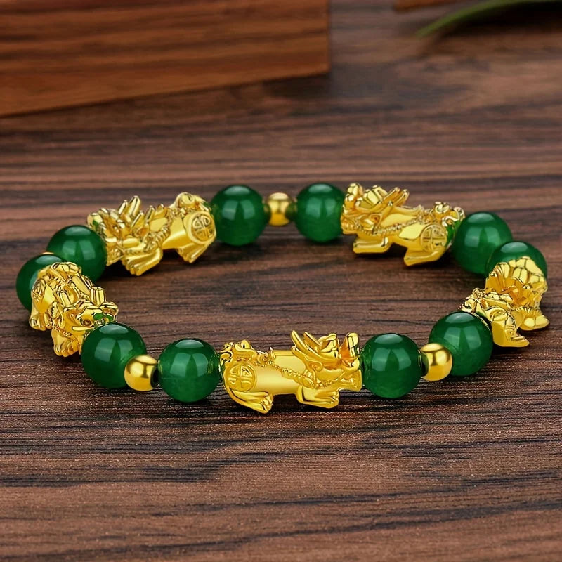 Bracelet Pixiu en Pierres Semi-Précieuses – Abondance, Protection & Énergie Équilibrée