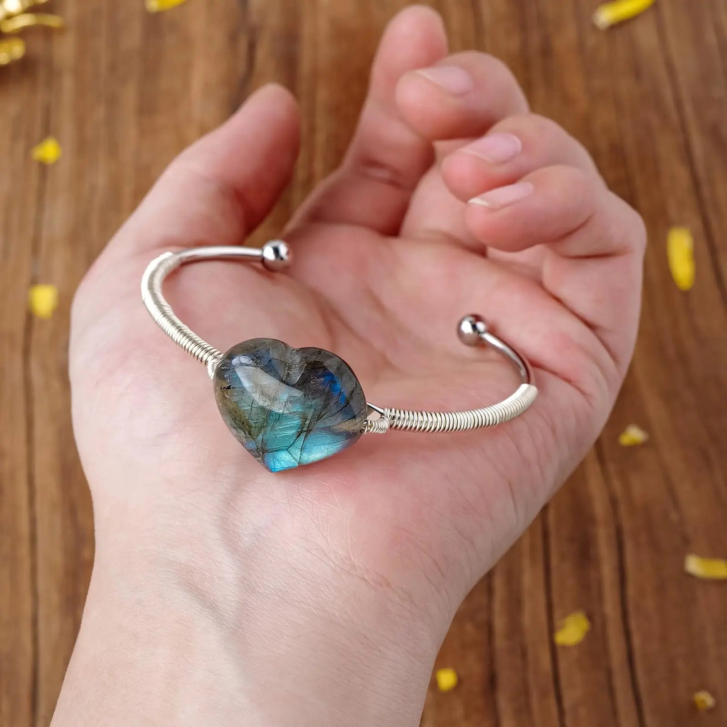 Bracelet labradorite cœur – amour & protection