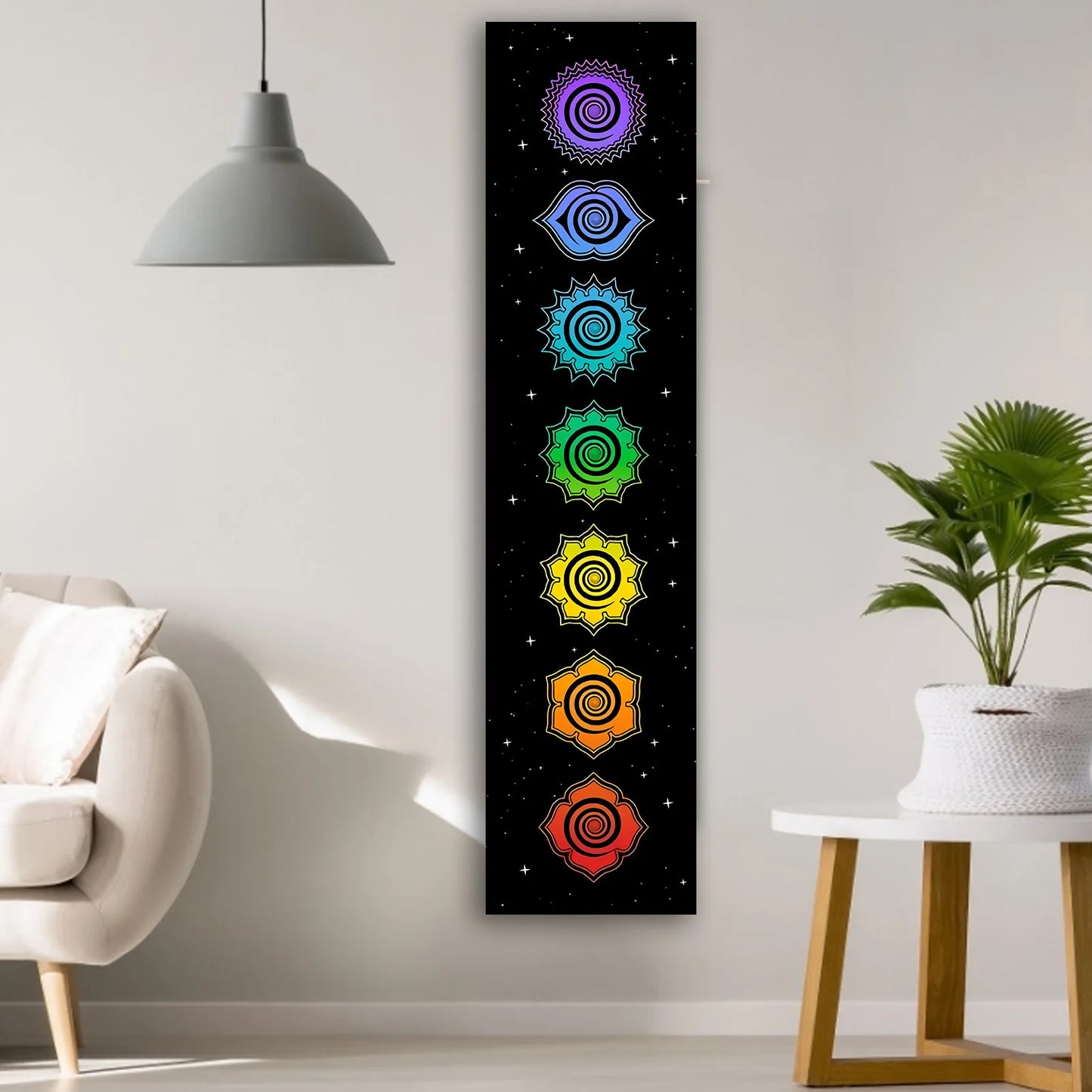 Tapisserie Murale 7 Chakras Noire – Équilibre & Harmonie
