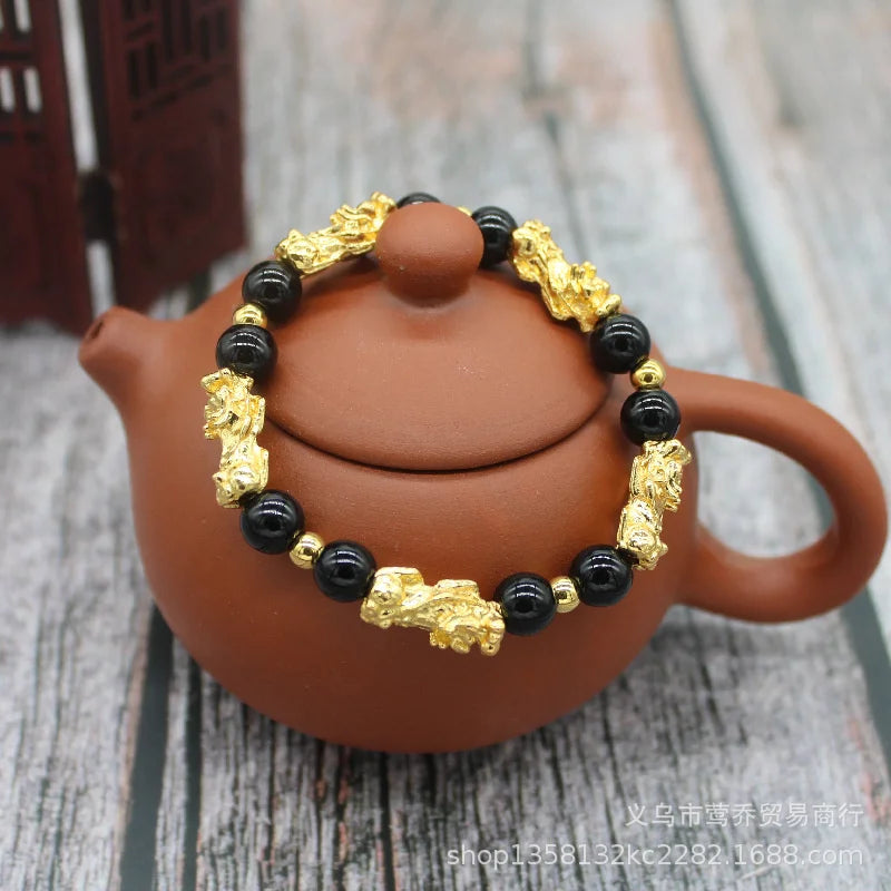 Bracelet Pixiu en Pierres Semi-Précieuses – Abondance, Protection & Énergie Équilibrée