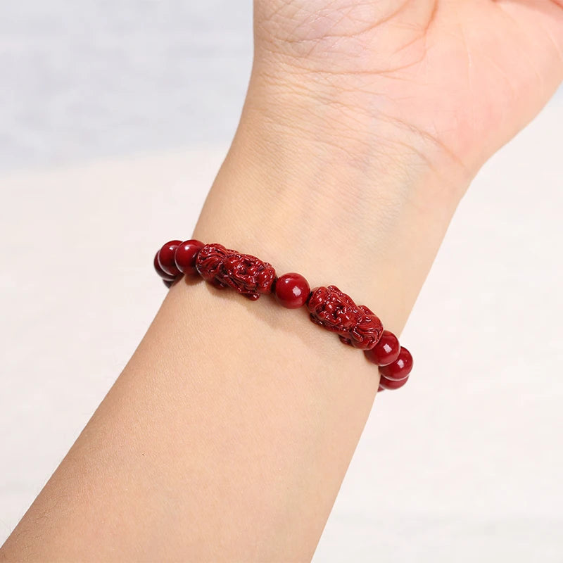 Bracelets en Cinabre Pixiu et Tai-Chi "Richesse et chance"