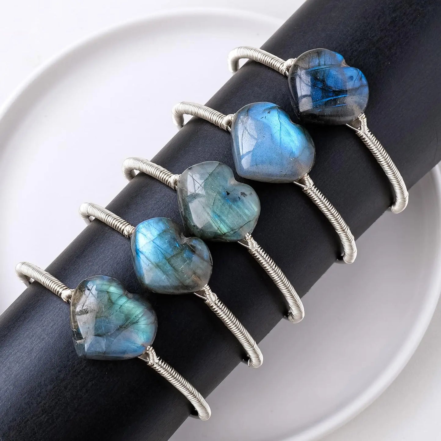 Bracelet labradorite cœur – amour & protection