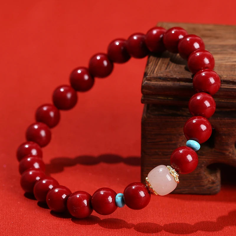 Bracelet en Cinabre et Jade blanc "Force et Guérison"