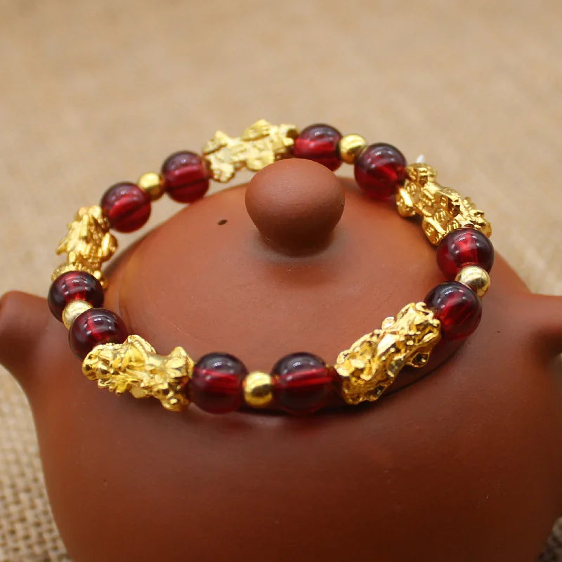 Bracelet Pixiu en Pierres Semi-Précieuses – Abondance, Protection & Énergie Équilibrée