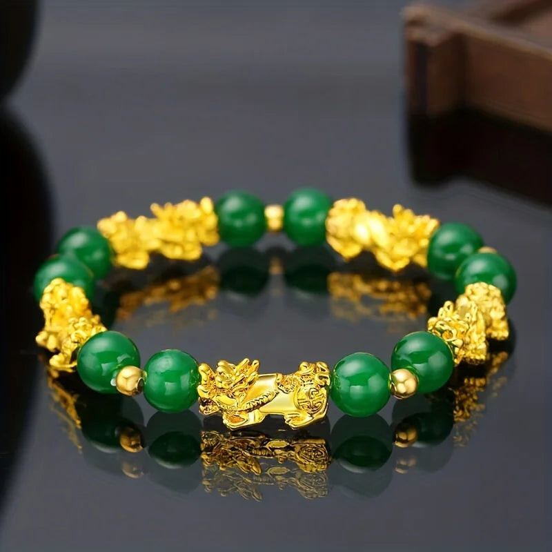 Bracelet Pixiu en Pierres Semi-Précieuses – Abondance, Protection & Énergie Équilibrée