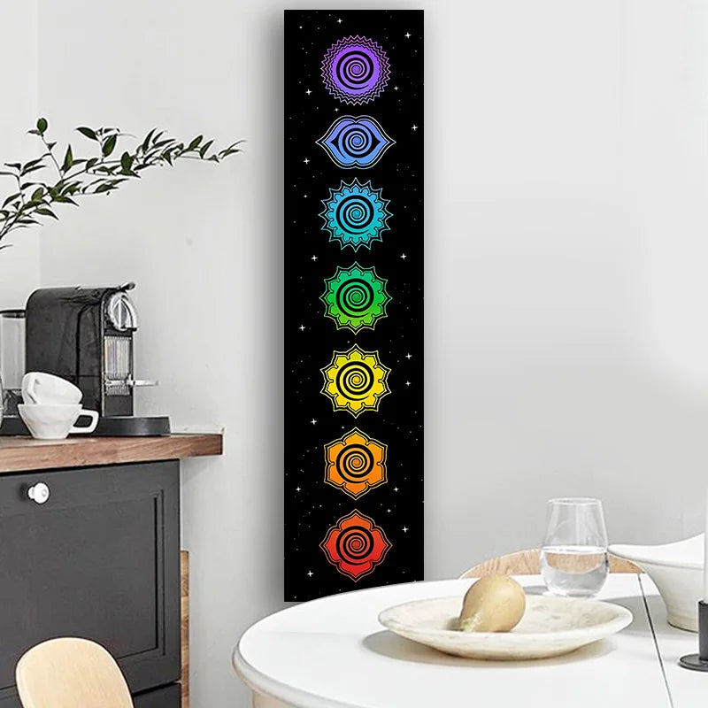 Tapisserie Murale 7 Chakras Noire – Équilibre & Harmonie
