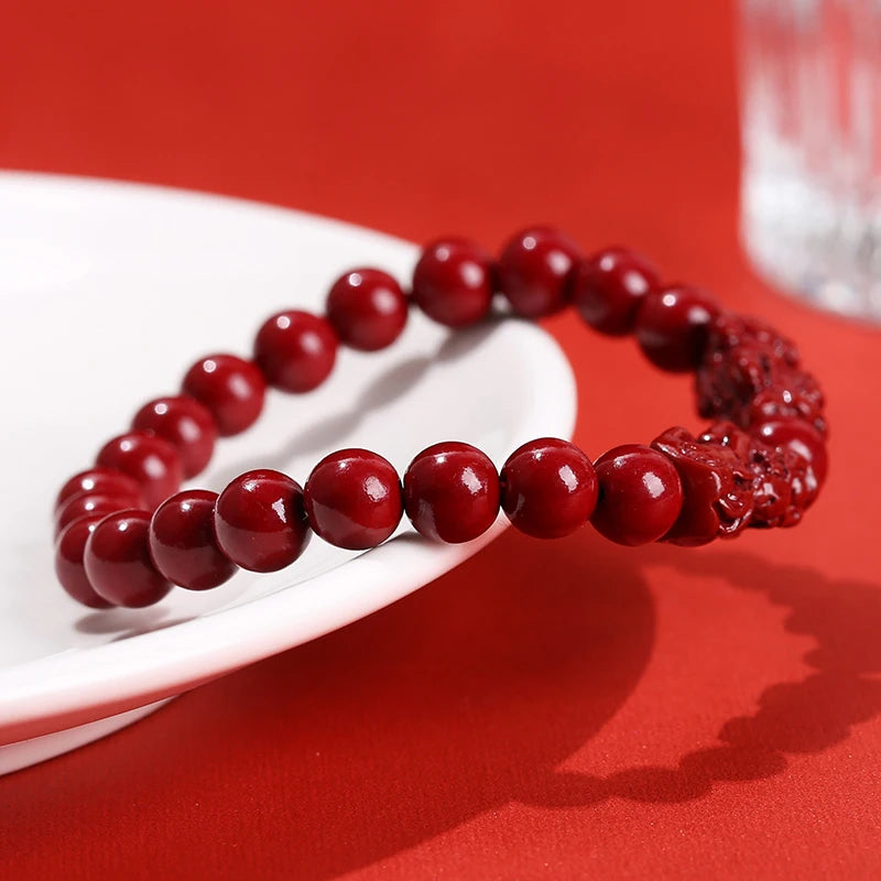 Bracelets en Cinabre Pixiu et Tai-Chi "Richesse et chance"