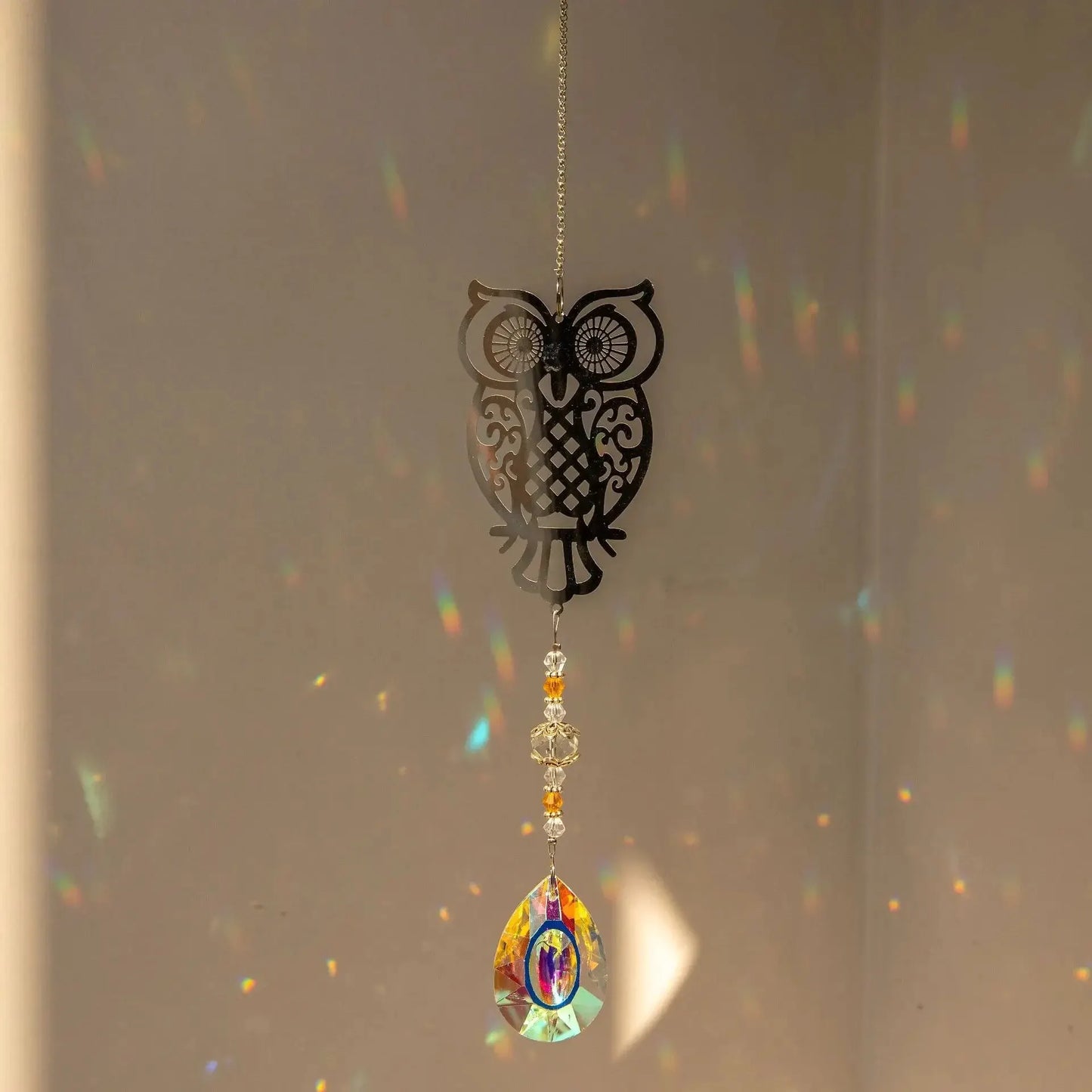 Attrape-Lumière Cristal Facetté – Arbre de Vie, Hibou, Colibri, Papillon