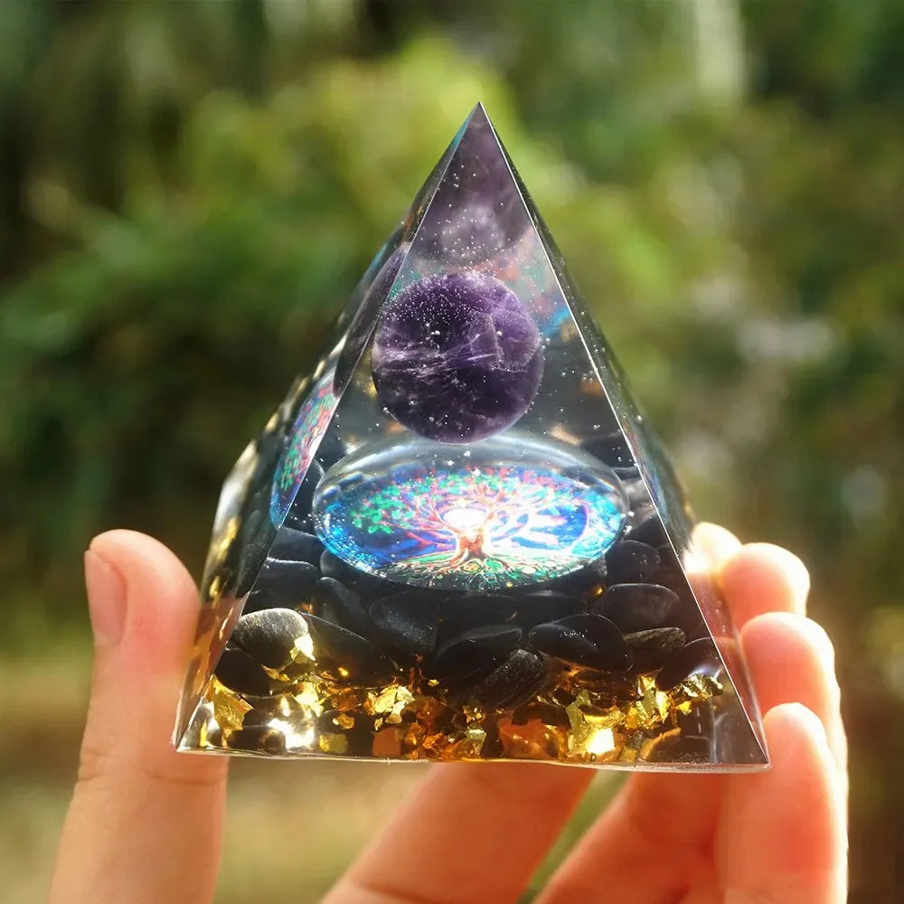 Orgonite en Améthyste et Obsidienne