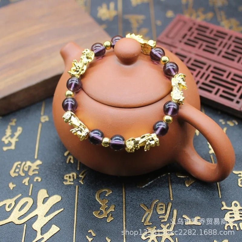 Bracelet Pixiu en Pierres Semi-Précieuses – Abondance, Protection & Énergie Équilibrée