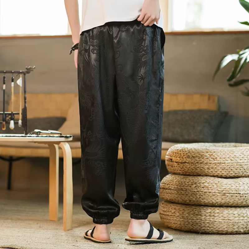 Sarouel Satin Noir Homme