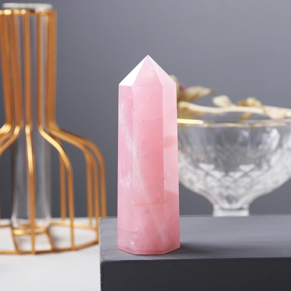 Pointe naturelle en Quartz Rose - Amour et Guérison