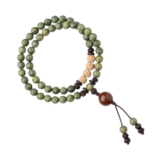 Bracelet Mala en Bois de Santal Vert – Énergie & Ancrage Spirituel