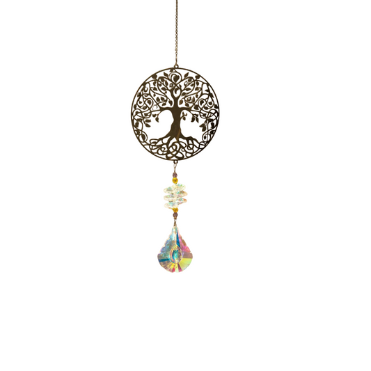 Attrape-Lumière Cristal Facetté – Arbre de Vie, Hibou, Colibri, Papillon