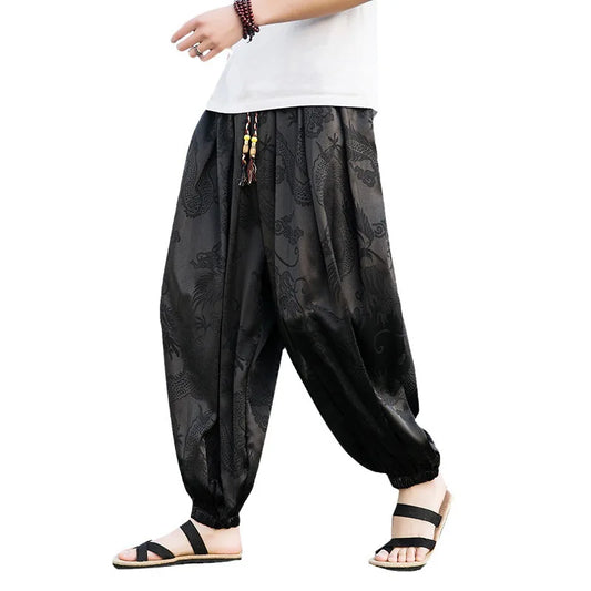 Sarouel Satin Noir Homme