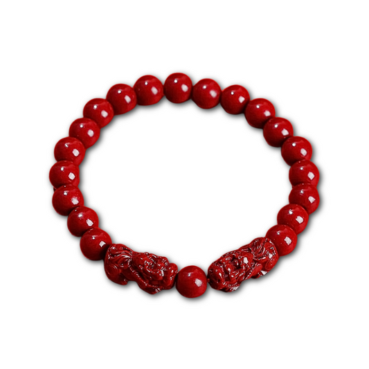 Bracelets en Cinabre Pixiu et Tai-Chi "Richesse et chance"